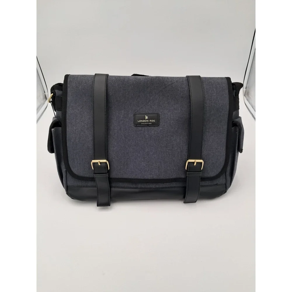 LONDON FOG Messenger Bag 100th Anniversary Denim Canvas‎ Snap Closure - NWT
